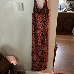 Cowl neck dress blush and zebra stripes
